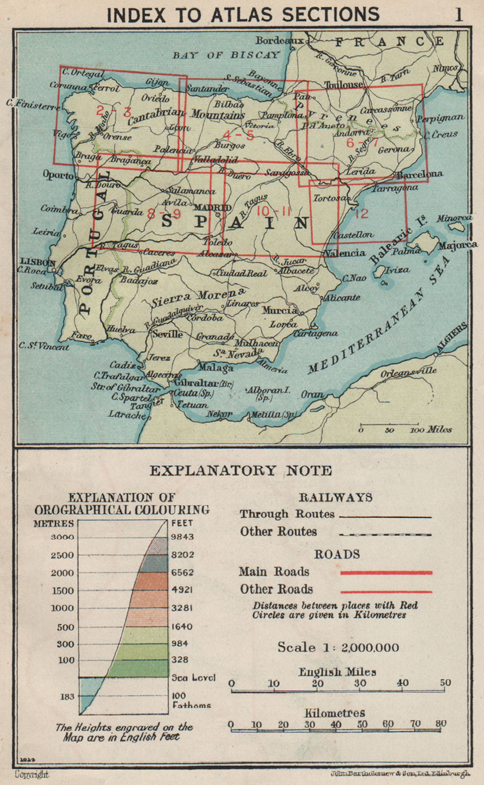 SPAIN INDEX MAP. Vintage map plan 1930 old vintage chart